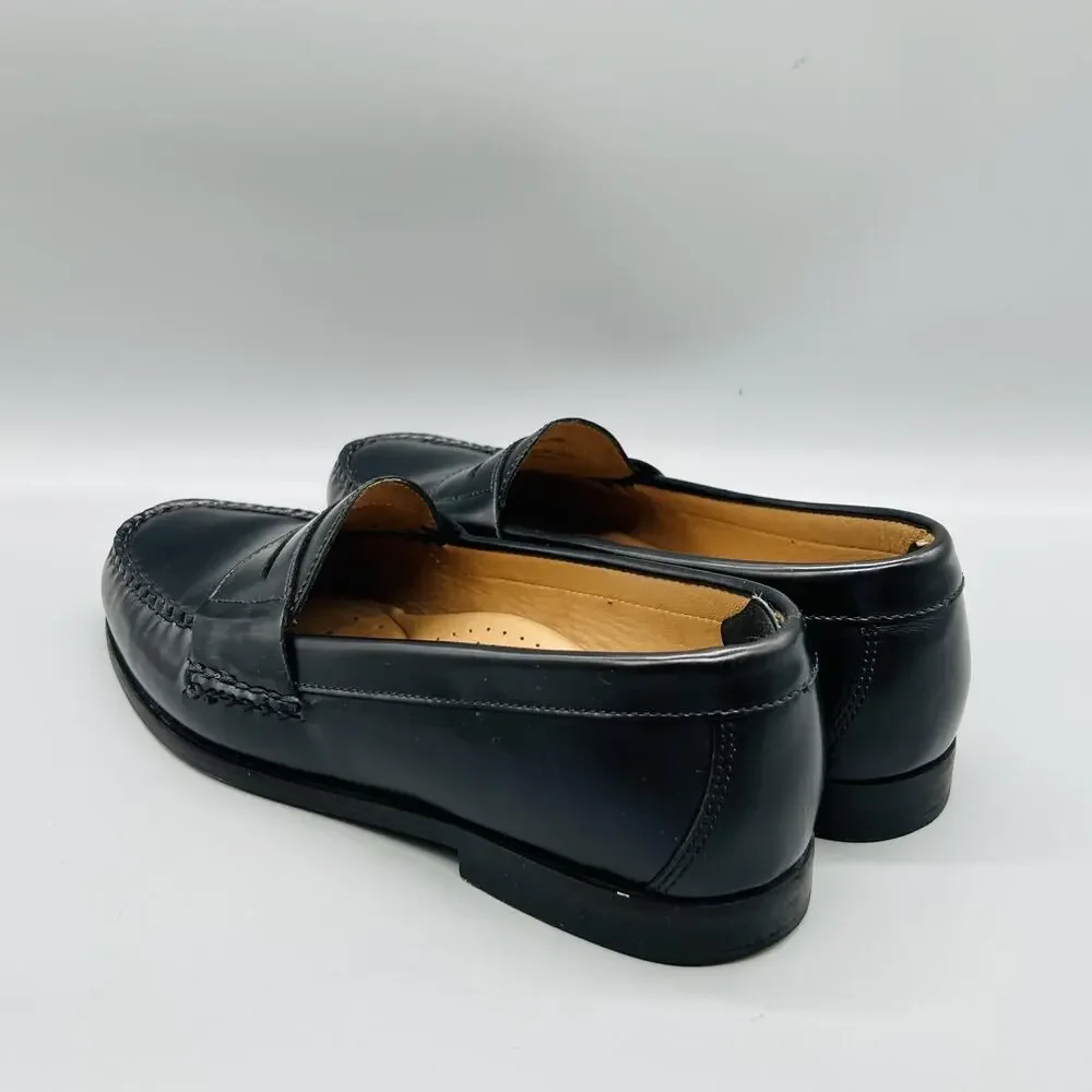 Johnston & Murphy Shoes Men 8.5 Black Leather Penny Loafers Slip On Dress Casual